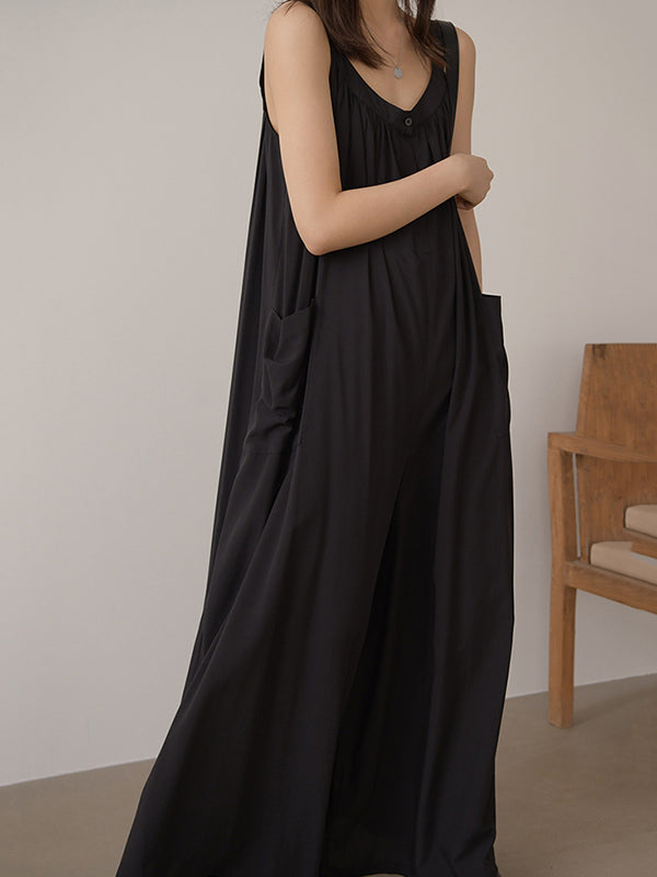 Original Solid Empire Elasticity Wide Leg Jumpsuits