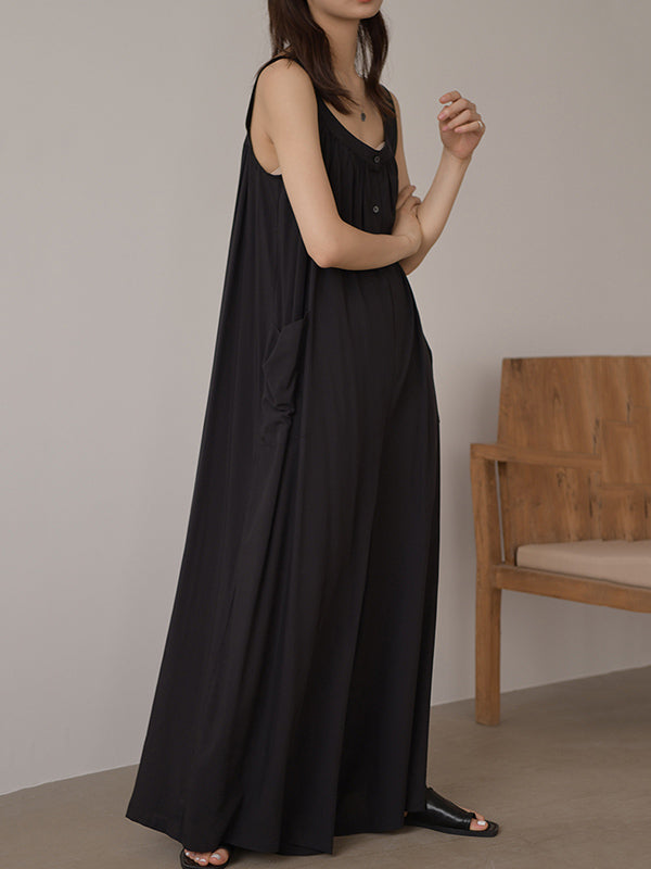 Original Solid Empire Elasticity Wide Leg Jumpsuits