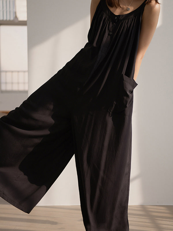 Original Solid Empire Elasticity Wide Leg Jumpsuits