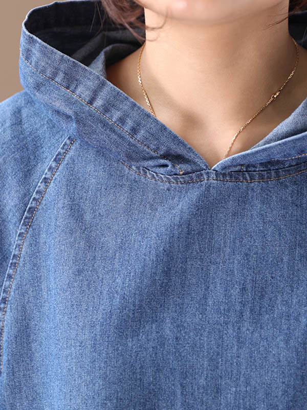 Original Solid Denim Hoodies&Sweatshirts