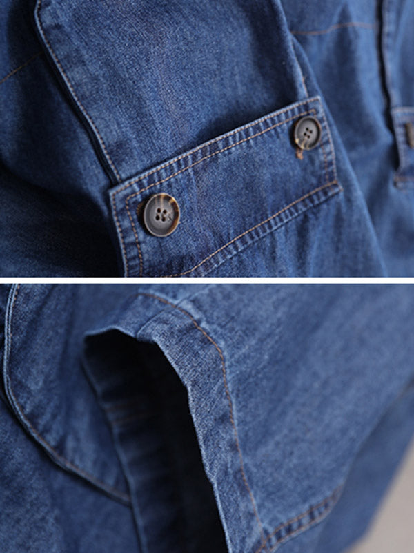 Original Solid Denim Hoodies&Sweatshirts