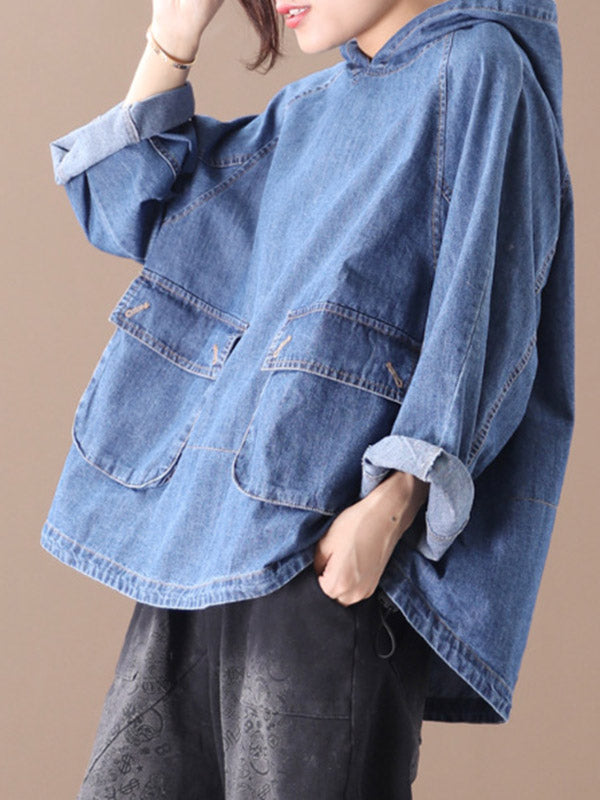 Original Solid Denim Hoodies&Sweatshirts