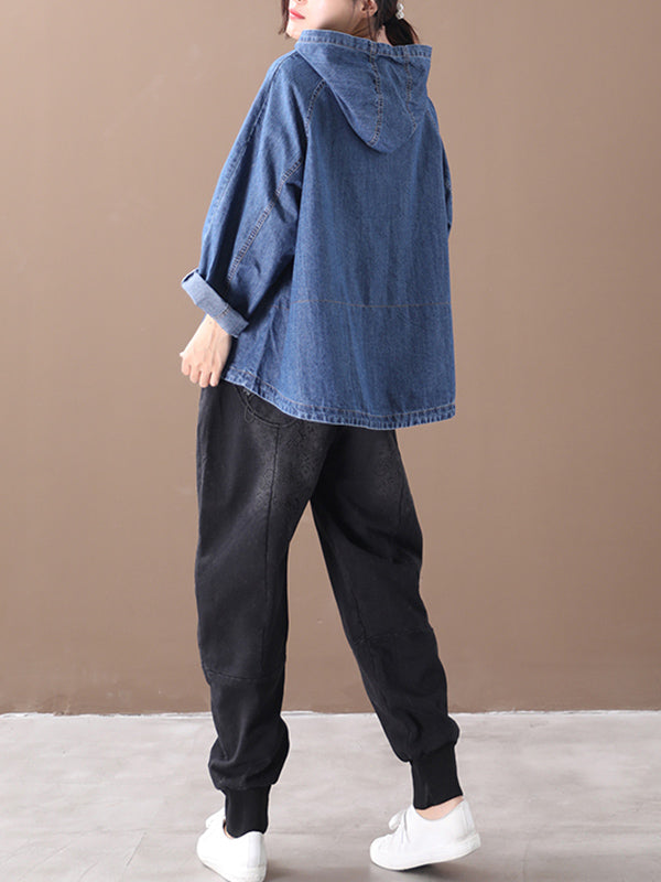 Original Solid Denim Hoodies&Sweatshirts