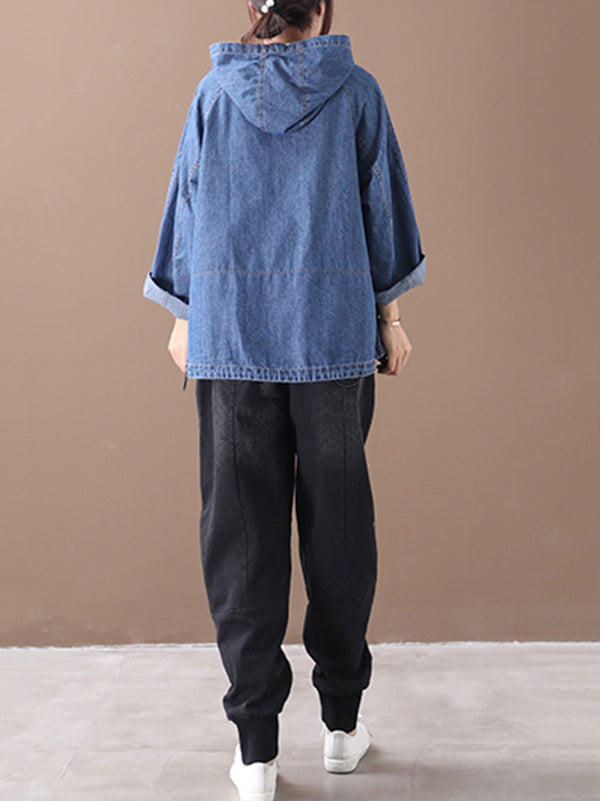 Original Solid Denim Hoodies&Sweatshirts