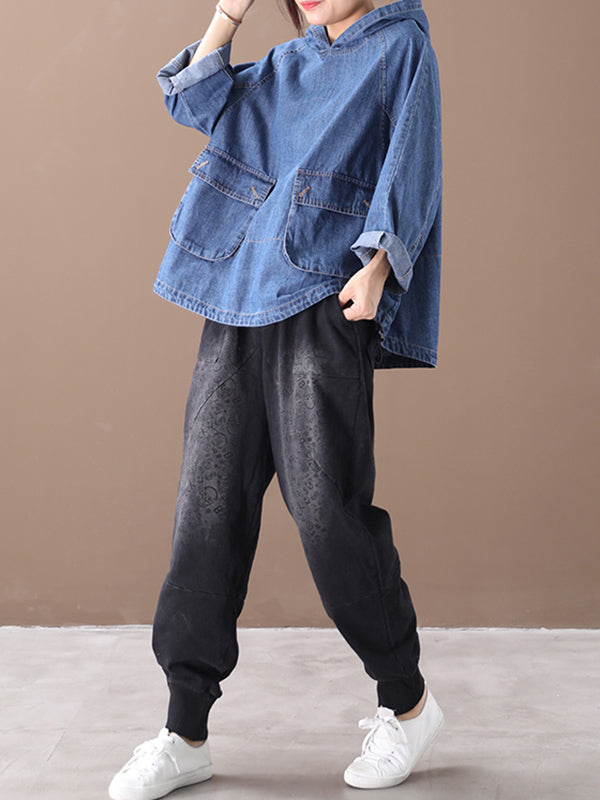 Original Solid Denim Hoodies&Sweatshirts