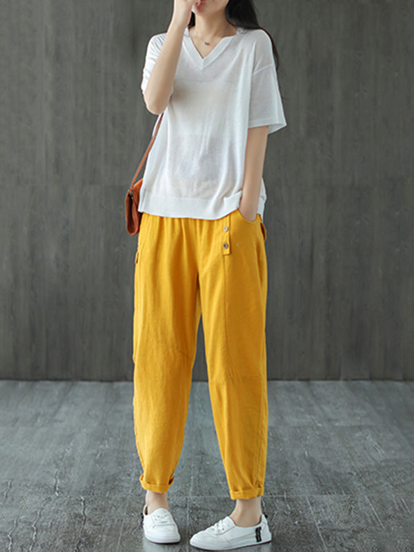 Casual Elasticity Waist Pants Bottoms
