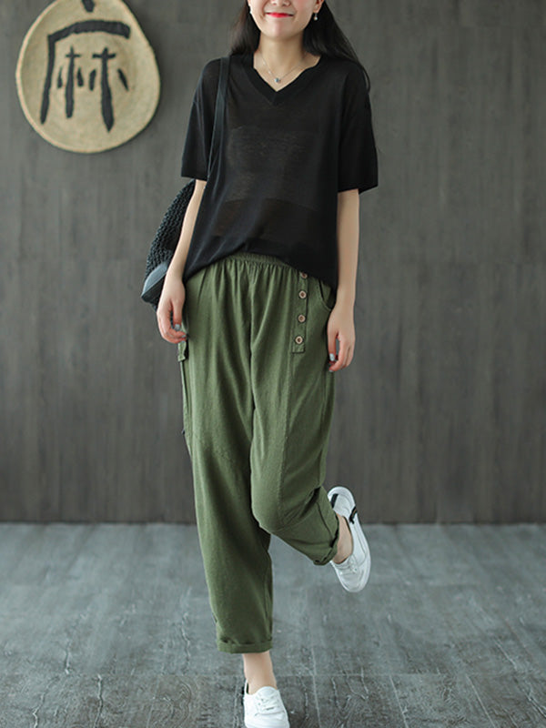 Casual Elasticity Waist Pants Bottoms