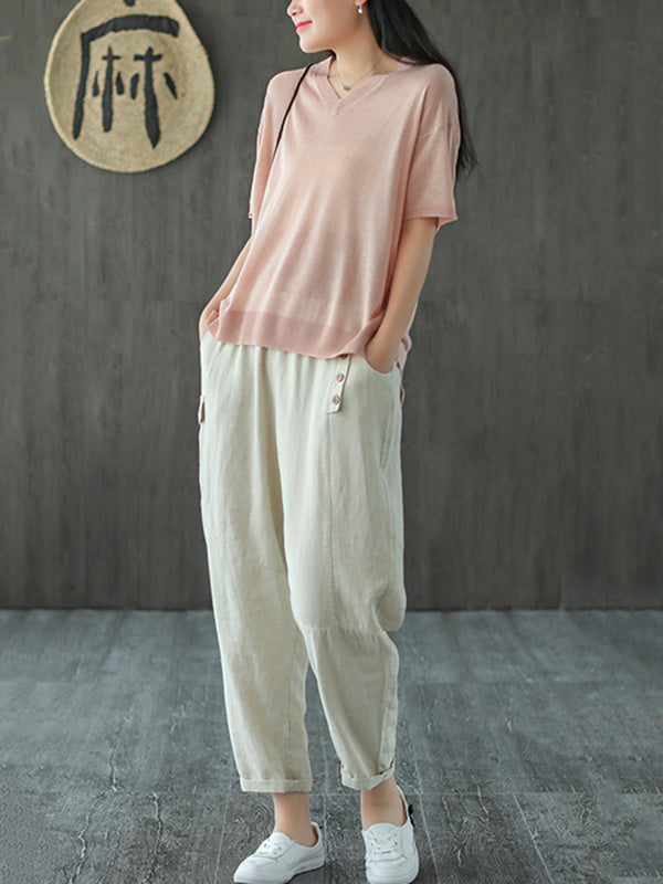 Casual Elasticity Waist Pants Bottoms