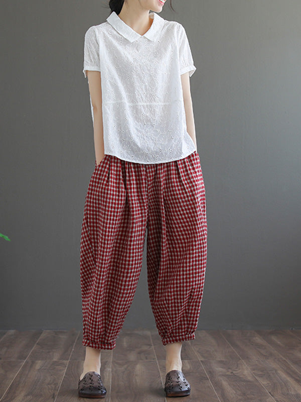 Artistic Retro Solid Hollow T-Shirt