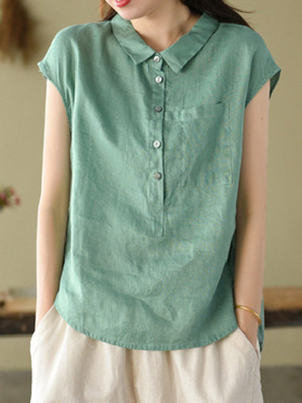 Original Solid Lapel Blouses&Shirts Tops