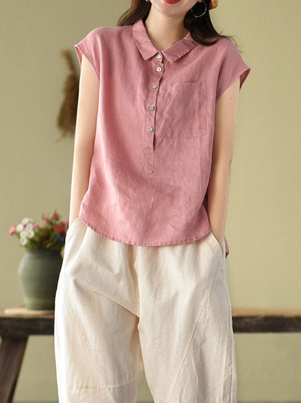 Original Solid Lapel Blouses&Shirts Tops