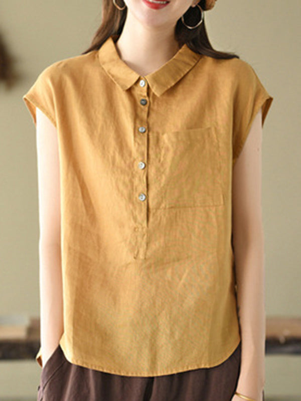 Original Solid Lapel Blouses&Shirts Tops