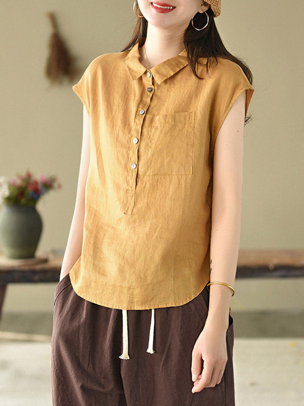 Original Solid Lapel Blouses&Shirts Tops