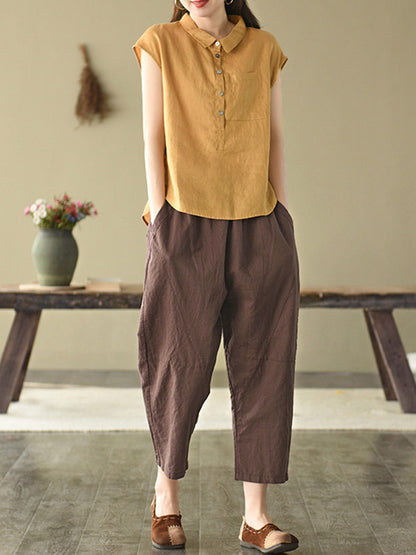 Original Solid Lapel Blouses&Shirts Tops
