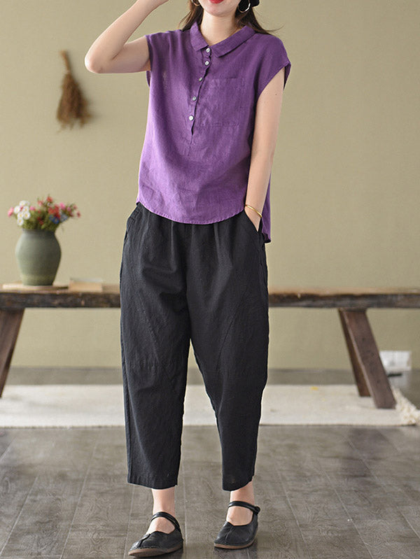 Original Solid Lapel Blouses&Shirts Tops