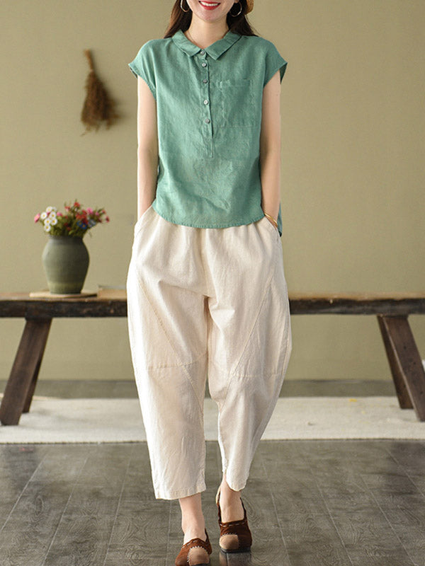 Original Solid Lapel Blouses&Shirts Tops