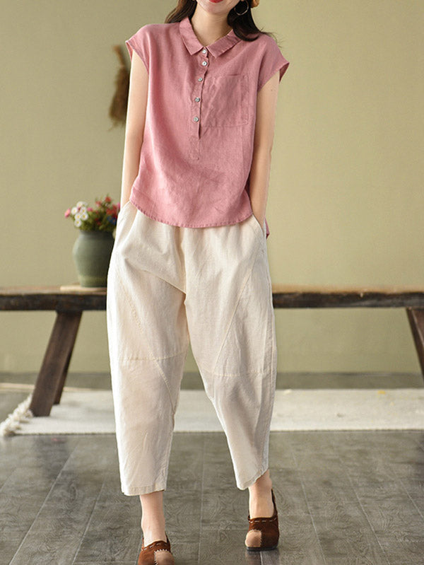 Original Solid Lapel Blouses&Shirts Tops