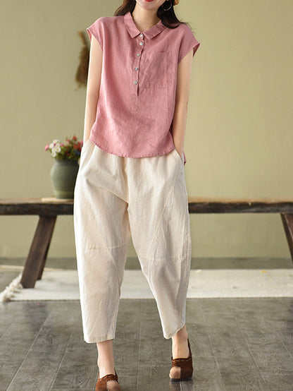 Original Solid Lapel Blouses&Shirts Tops