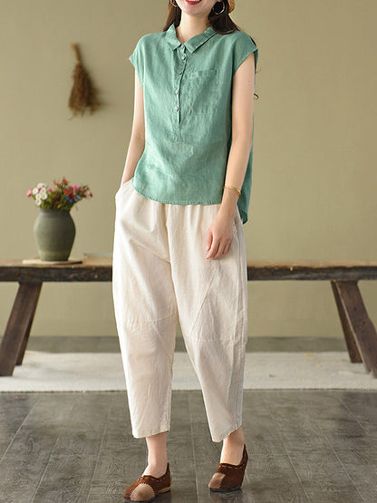 Original Solid Lapel Blouses&Shirts Tops