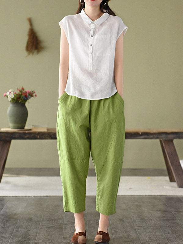 Original Solid Lapel Blouses&Shirts Tops