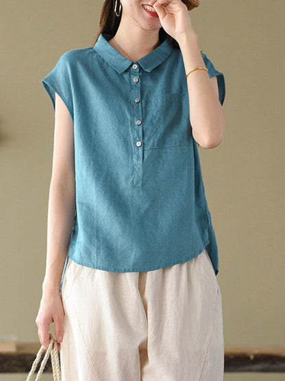 Original Solid Lapel Blouses&Shirts Tops