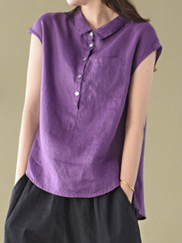 Original Solid Lapel Blouses&Shirts Tops