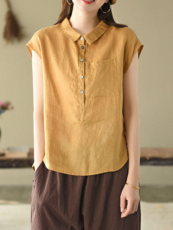 Original Solid Lapel Blouses&Shirts Tops