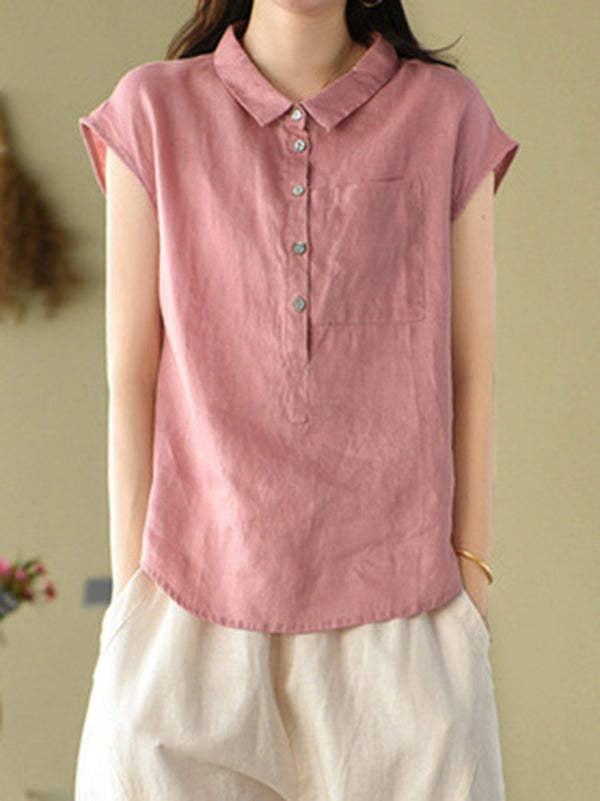 Original Solid Lapel Blouses&Shirts Tops