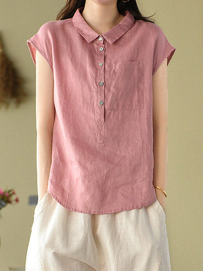 Original Solid Lapel Blouses&Shirts Tops