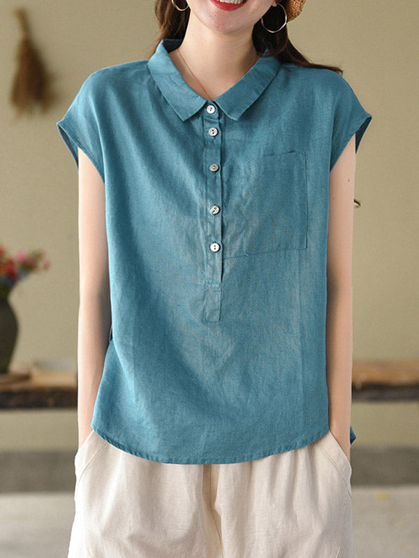 Original Solid Lapel Blouses&Shirts Tops