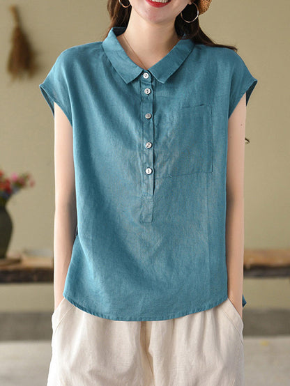 Original Solid Lapel Blouses&Shirts Tops