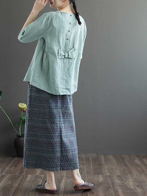 Artistic Retro Split-Joint Printed T-Shirts Tops