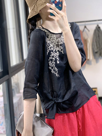 Artistic Retro Embroidered T-Shirts Tops