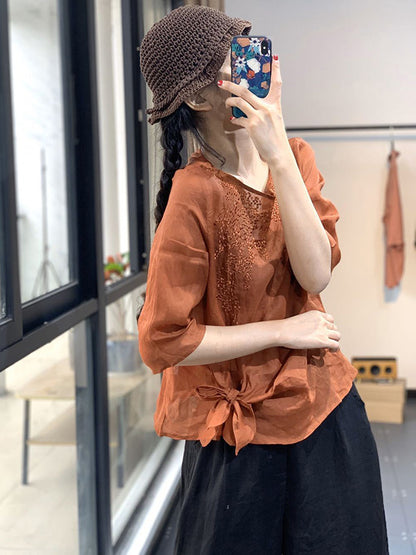 Artistic Retro Embroidered T-Shirts Tops