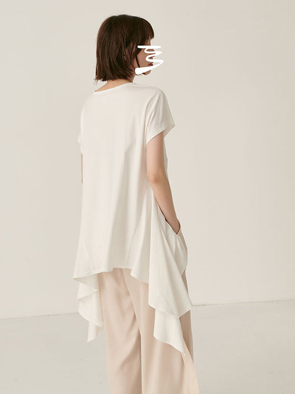 Original Solid Irregularity T-Shirts Tops