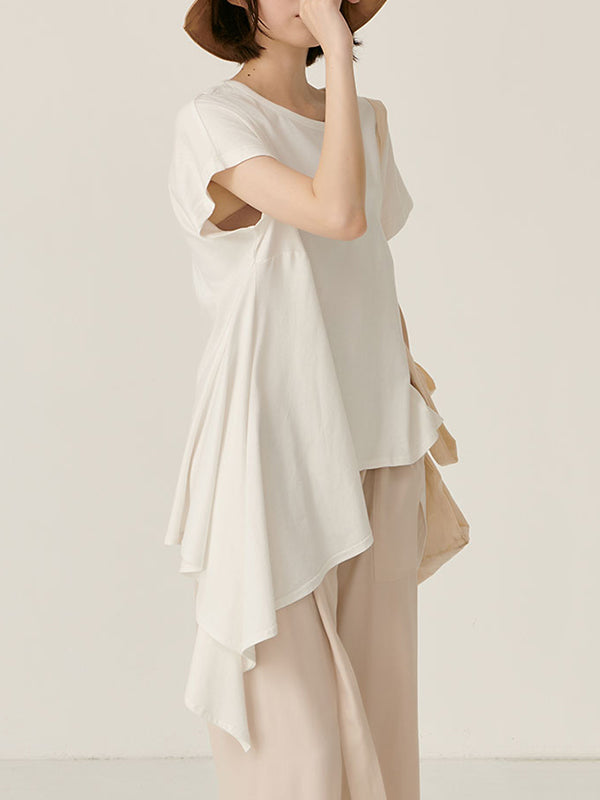 Original Solid Irregularity T-Shirts Tops