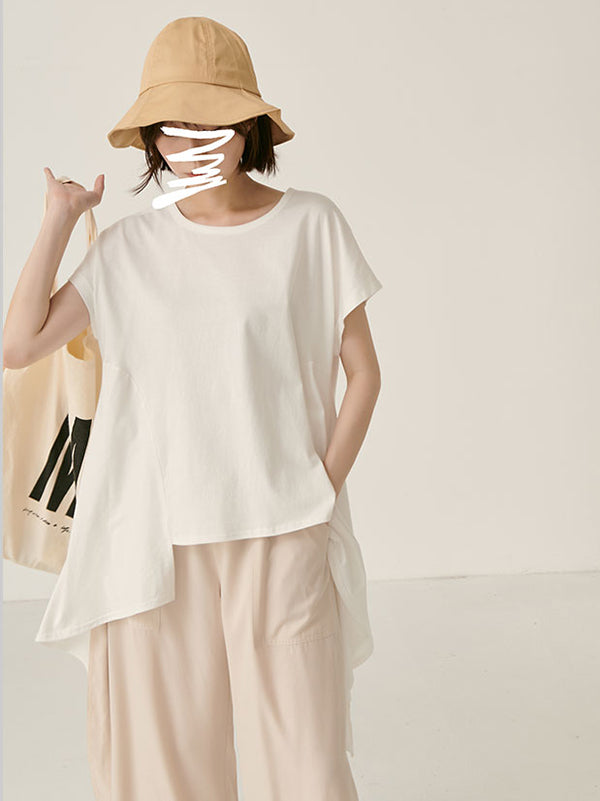 Original Solid Irregularity T-Shirts Tops