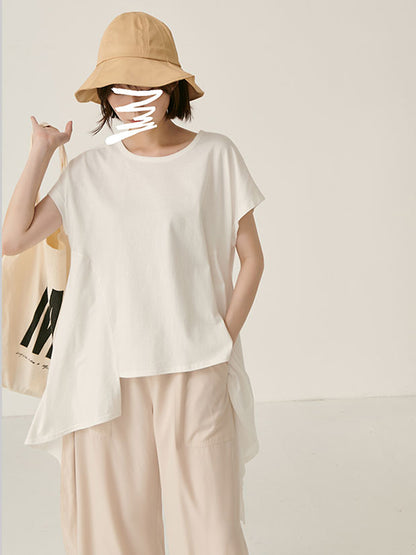 Original Solid Irregularity T-Shirts Tops