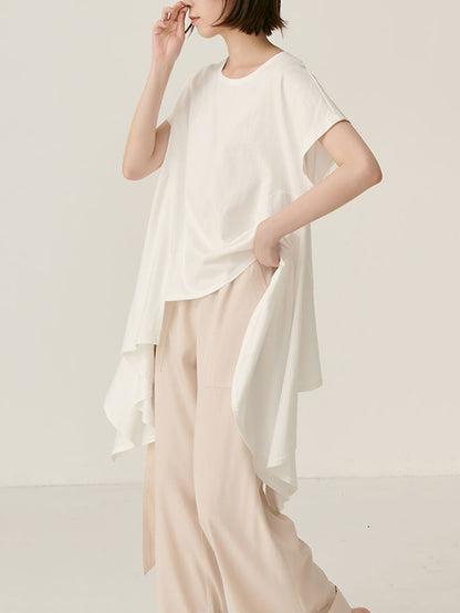 Original Solid Irregularity T-Shirts Tops