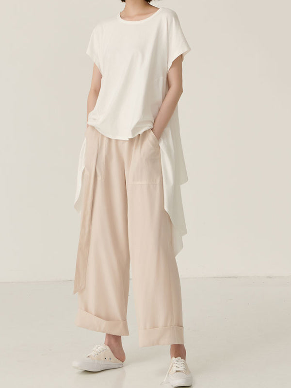 Original Solid Irregularity T-Shirts Tops