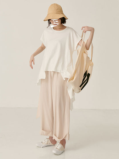 Original Solid Irregularity T-Shirts Tops
