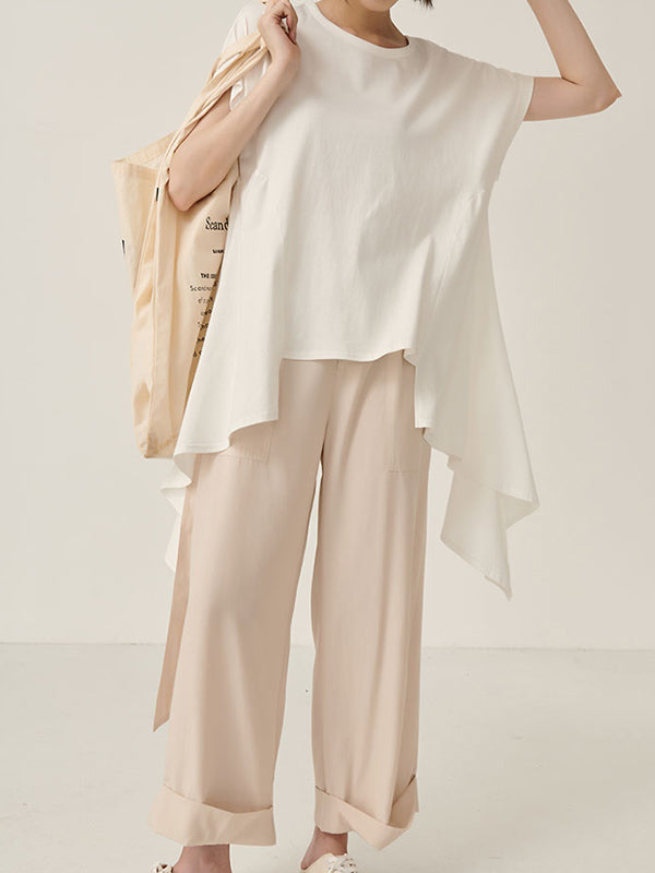 Original Solid Irregularity T-Shirts Tops