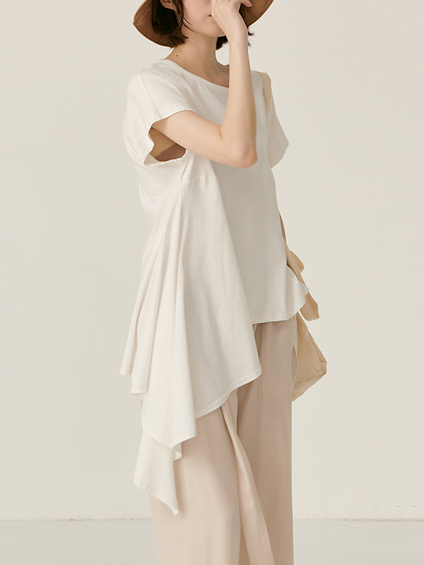 Original Solid Irregularity T-Shirts Tops