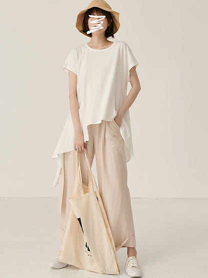 Original Solid Irregularity T-Shirts Tops