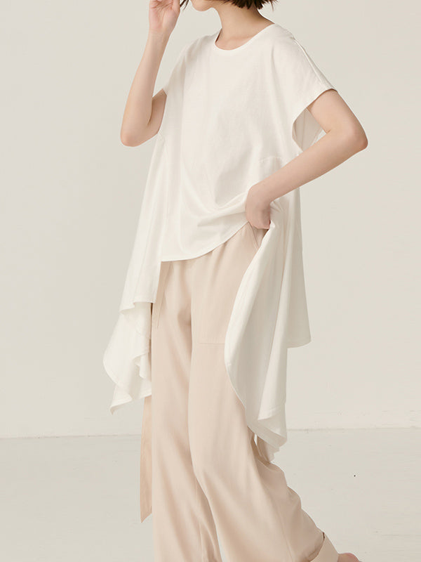 Original Solid Irregularity T-Shirts Tops