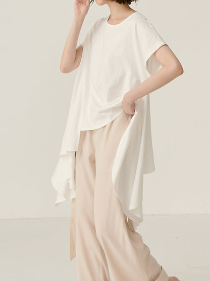 Original Solid Irregularity T-Shirts Tops
