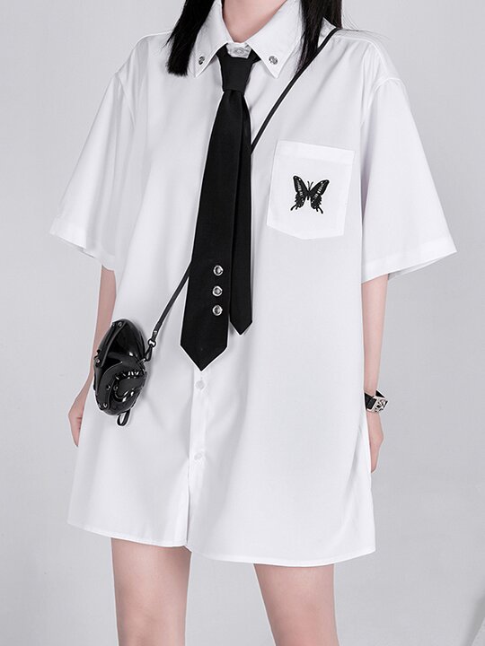 Original Butterfly Embroidery Shirt Blouse Tops