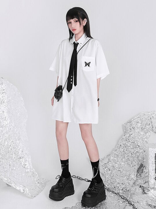 Original Butterfly Embroidery Shirt Blouse Tops