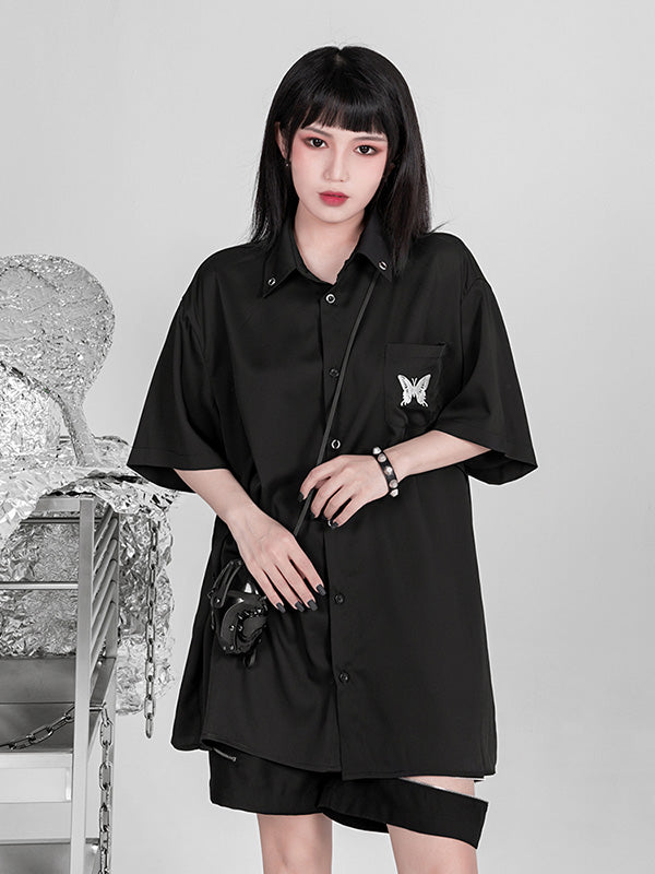 Original Butterfly Embroidery Shirt Blouse Tops