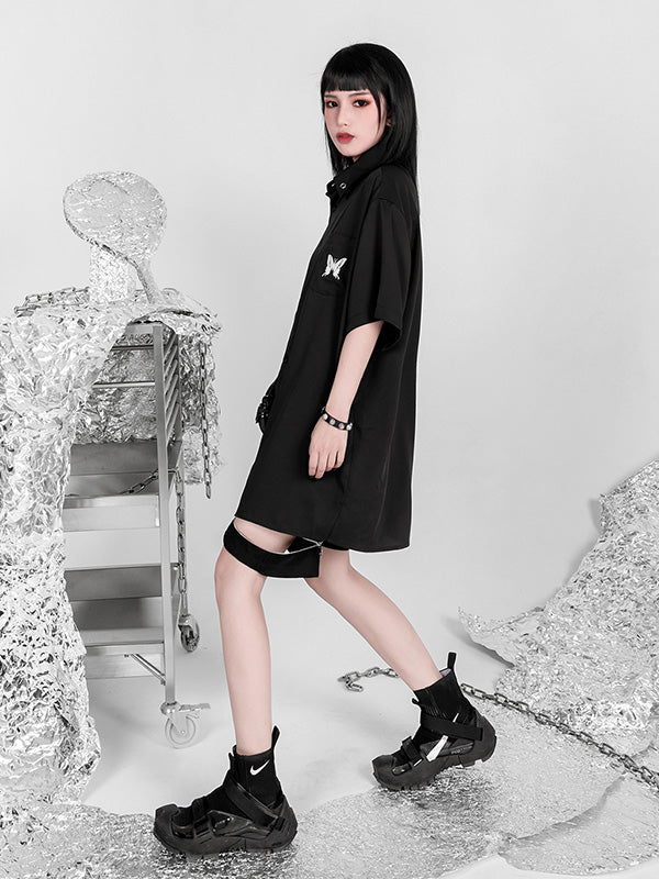 Original Butterfly Embroidery Shirt Blouse Tops